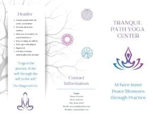 Canva brochure template outside yoga studio