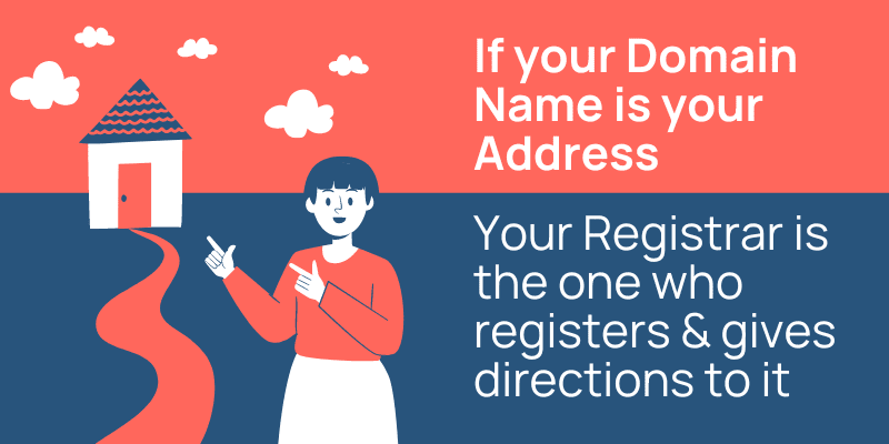 Text that says: If your Domain Name is your Address, your Registrar is the one who registers & gives directions to it